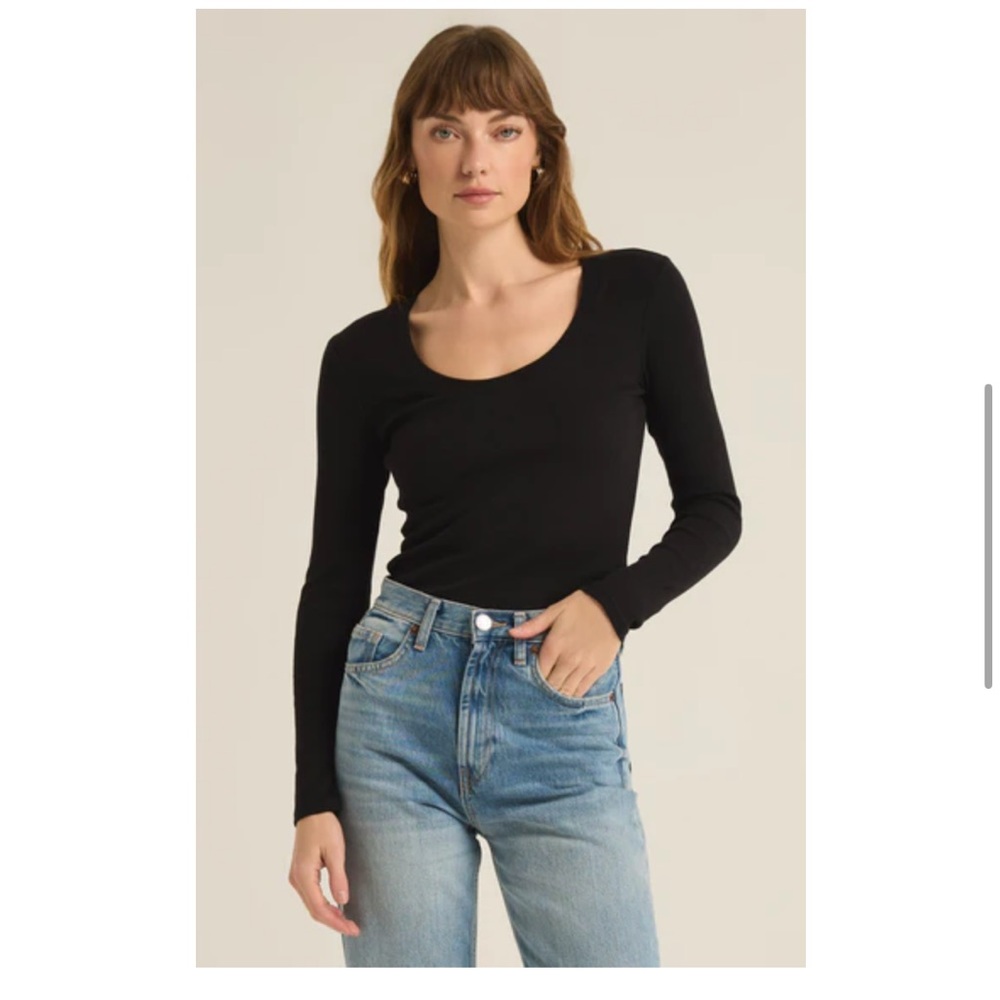 Z Supply Black Fitted Long Sleeve Shirt